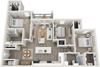 Three bedroom floor plan 1319 square feet